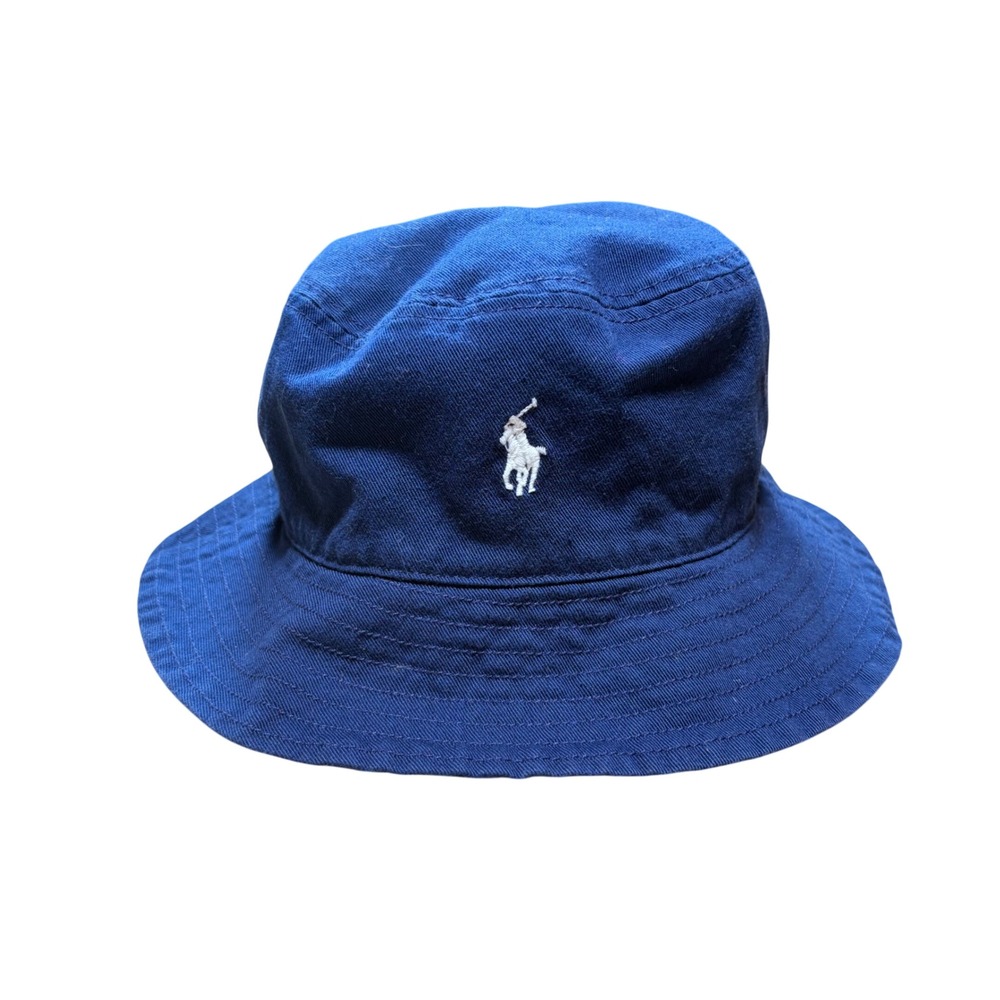 Polo Ralph Lauren Reversible Bucket Hat Navy Blue Nautical Polo Bear Print
